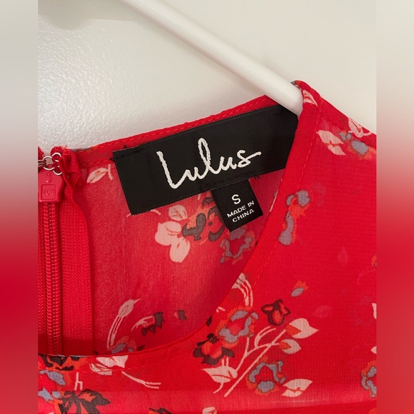 Lulus Floral to See Red Floral Print Long Sleeve Mini Dress - Picture 6 of 7